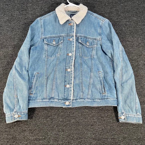 GAP Jackets & Blazers - Gap Icon Denim Jacket Womens L Blue Exc Sherpa Collar Medium Wash 366191-00